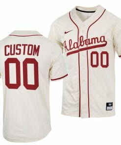 Custom Alabama Baseball Jersey Name and Number NCAA College Natural