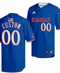 Custom Kansas Jayhawks Jersey Name and Number Baseball NCAA College Royal Two-Button