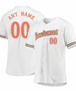 Custom Miami Hurricanes Jersey Name and Number Baseball NCAA College White