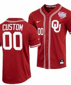 Custom Oklahoma Sooners Jersey Name and Number Baseball NCAA College Crimson 125th Season Full-Button