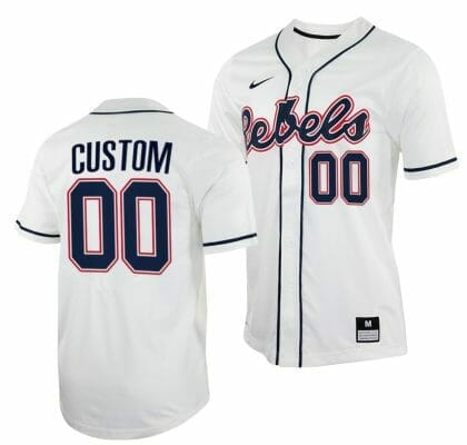 Custom Ole Miss Rebels Jersey Name and Number Baseball NCAA College White, Top Smart Design Custom Ole Miss Rebels Jersey Name and Number Baseball NCAA College White, Top Smart Design