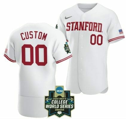 Custom Stanford Cardinal Jersey Baseball Name and Number NCAA 2022 College World Series White, Top Smart Design Custom Stanford Cardinal Jersey Baseball Name and Number NCAA 2022 College World Series White, Top Smart Design