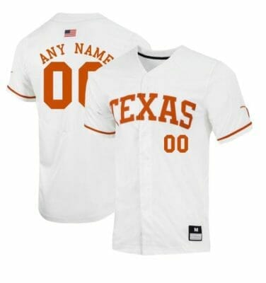 Custom Texas Longhorns Baseball Jersey Name and Number NCAA College White, Top Smart Design Custom Texas Longhorns Baseball Jersey Name and Number NCAA College White, Top Smart Design