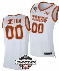 Custom Texas Longhorns Jersey College Basketball Champs Logo White
