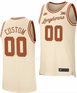Custom Texas Longhorns Jersey College Basketball Cream Retro