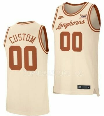 Custom Texas Longhorns Jersey Name and Number College Basketball Cream Retro, Top Smart Design Custom Texas Longhorns Jersey Name and Number College Basketball Cream Retro, Top Smart Design