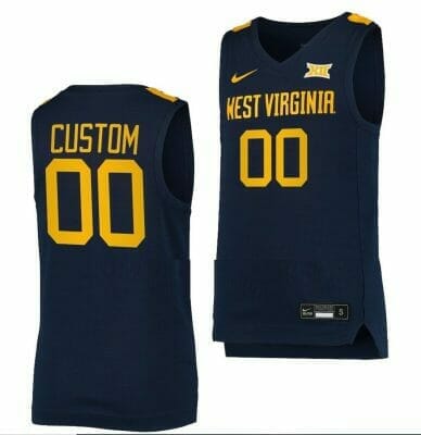 Custom West Virginia Jersey Name and Number Mountaineers College Basketball Uniform Navy, Top Smart Design Custom West Virginia Jersey Name and Number Mountaineers College Basketball Uniform Navy, Top Smart Design