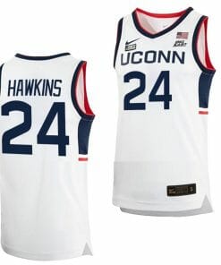 Jordan Hawkins Jersey UConn Huskies College Basketball White Replica #24