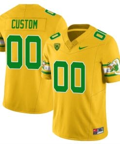 Custom Oregon Ducks Jersey Name and Number ‘Mighty Oregon’ Throwback Football Style 1 Yellow