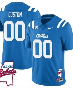 Custom Ole Miss Rebels Jersey Name and Number Football All Stitched Blue Rebels Map