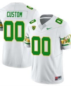 Custom Oregon Ducks Jersey Name and Number ‘Mighty Oregon’ Throwback Football Style 1 White