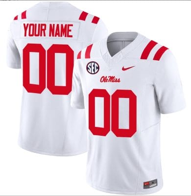 Custom Ole Miss Rebels Jersey Name and Number Football Vapor Limited All Stitched White