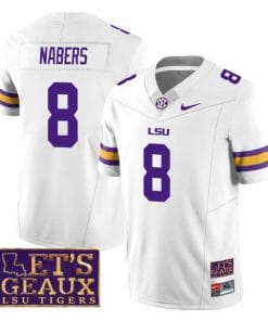 Lsu Tigers Malik Nabers Jersey #8 College Football Let's Geaux Patch Stitched White