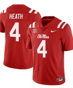 Ole Miss Rebels Malik Heath Jersey #4 College Football All Stitched Red