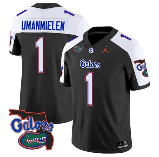 Princely Umanmielen Jersey #1 Florida Gators Vapor Limited Florida Map College Football Black Alternate