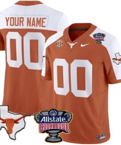 Custom Texas Longhorns Jersey Name and Number Sugar Bowl Patch Football Orange Alternate